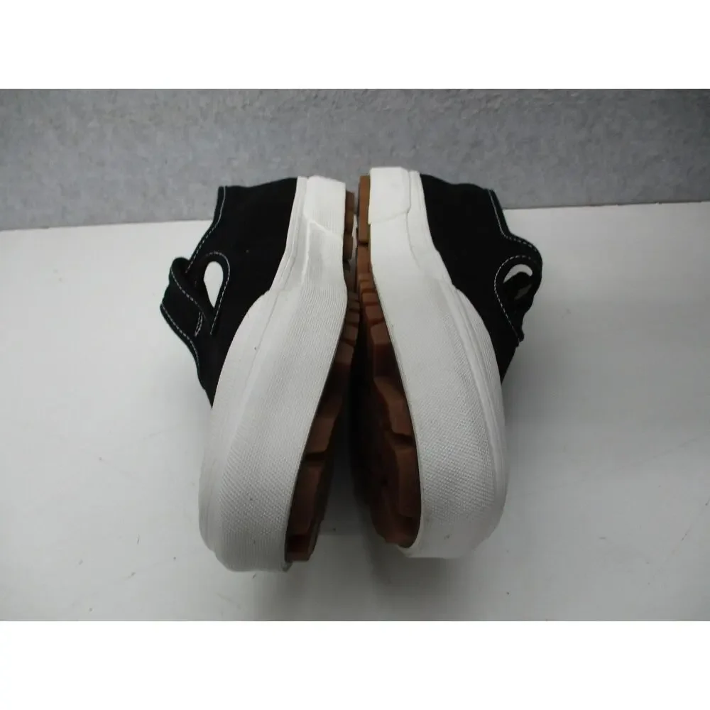 Vans Shoes Womens Sz 9 Black Mary Jane Buckle Strap Canvas White Toe Casual